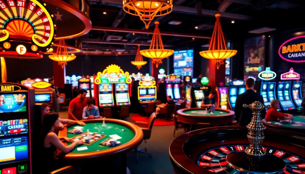 Explore the thrilling gaming atmosphere at https://f8bet.net.in/ with vibrant slot machines and engaging poker games.